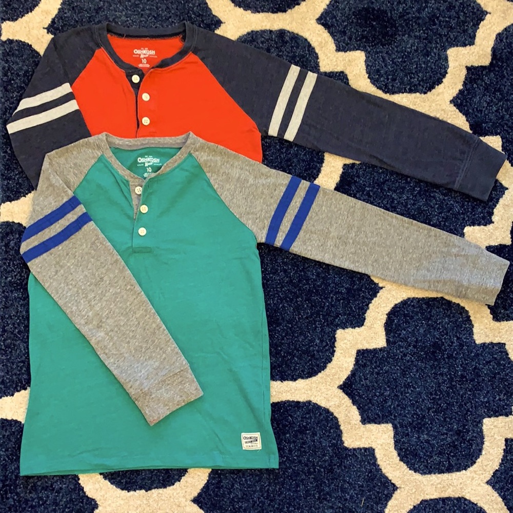 SET OF 2! Osh Kosh B’Gosh Kids Long Sleeve Tees, size 10